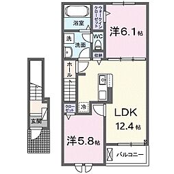 プロスペリテV A棟 2LDKの間取図画像