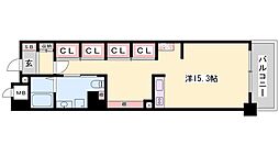 キャッスルコート西新町 ワンルームの間取図画像