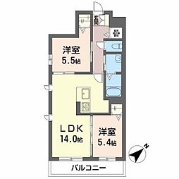 エソール 2LDKの間取図画像