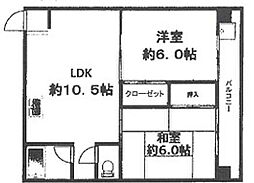 リノGrandBelle姫路 2LDKの間取図画像
