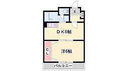 ファーストイン夢前川駅前 1DKの間取図画像