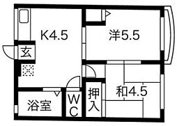 シティハイムエクセルパート2 2DKの間取図画像