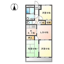 ソフィア花北 3DKの間取図画像