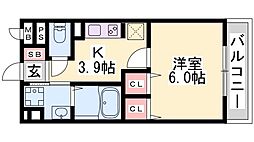ブライトステージ 1Kの間取図画像