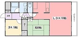インタービレッジ別所 2LDKの間取図画像