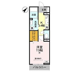レジデンス尾上町 1Kの間取図画像
