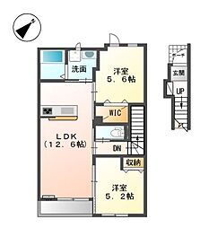 ウィステリア北条 2LDKの間取図画像
