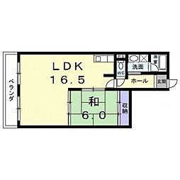 リバーサイドA 1LDKの間取図画像