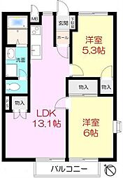 白池東ハイツ 2LDKの間取図画像