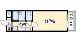 雅ガーデンハイツN棟 1Kの間取図画像