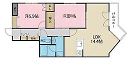 コーポ青山3 2LDKの間取図画像