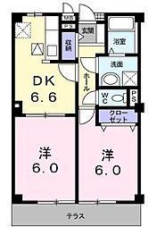はいつさくらんぼ3 2DKの間取図画像