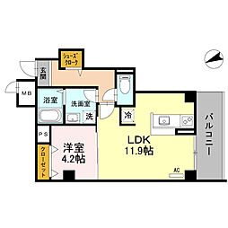 パラスト・KS 1LDKの間取図画像