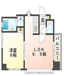 ベルトピア姫路1 1LDKの間取図画像