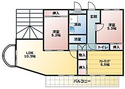 サングレース荒井 3DKの間取図画像