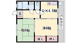龍野ハイツ 2DKの間取図画像