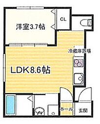 たつの市龍野町大道アパート 1LDKの間取図画像