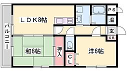 リバーサイド白鷺 2LDKの間取図画像
