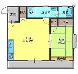 メトレス神崎 1LDKの間取図画像