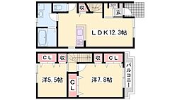 ノーブルハイツ2 2LDKの間取図画像