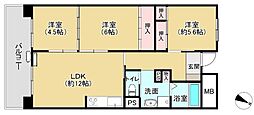 県営姫路東夢前台住宅9号棟 3LDKの間取図画像