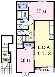 ノイ・フリーデB 2LDKの間取図画像
