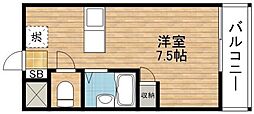 クラージュ保城 ワンルームの間取図画像