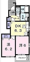 シン.シン.ハウスC 2DKの間取図画像