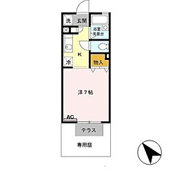 パセオ姫路2 1Kの間取図画像