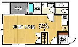ソレイユ平野 ワンルームの間取図画像