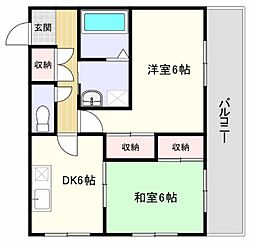 ロイヤルコーポ白浜 2DKの間取図画像