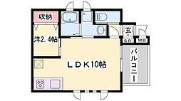 アミューズ東加古川駅前 1LDKの間取図画像