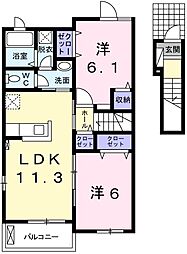 サンリット 2LDKの間取図画像