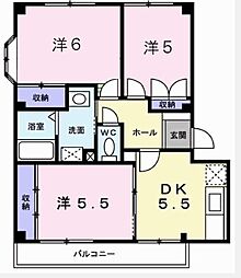 サンエルディム 3DKの間取図画像
