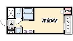 サンパレス21高砂 1Kの間取図画像