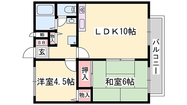 兵庫県姫路市西今宿１丁目(賃貸アパート2LDK・1階・47.50㎡)の写真 その2