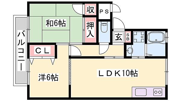 兵庫県姫路市佃町(賃貸アパート2LDK・2階・51.34㎡)の写真 その2
