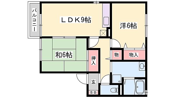 兵庫県加古川市加古川町友沢(賃貸アパート2DK・2階・55.00㎡)の写真 その2