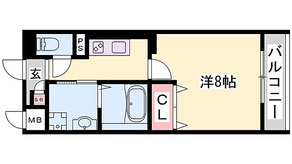 兵庫県姫路市飾磨区城南町１丁目(賃貸マンション1K・5階・27.52㎡)の写真 その2