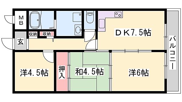兵庫県加東市上滝野(賃貸マンション3DK・2階・55.44㎡)の写真 その1