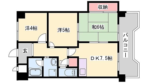 兵庫県高砂市伊保２丁目(賃貸マンション3DK・5階・55.51㎡)の写真 その2