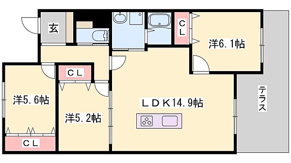 兵庫県姫路市西夢前台１丁目(賃貸アパート3LDK・2階・66.60㎡)の写真 その2