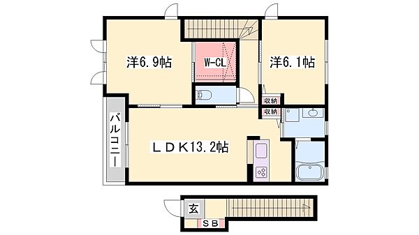 兵庫県姫路市車崎２丁目(賃貸アパート2LDK・2階・65.66㎡)の写真 その2