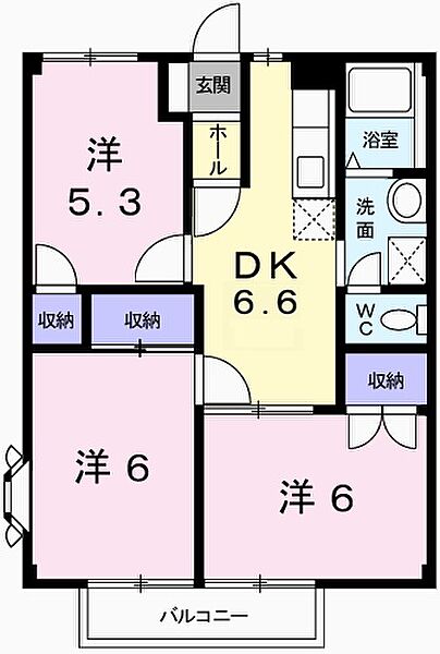兵庫県姫路市飾磨区構１丁目(賃貸アパート3DK・2階・51.82㎡)の写真 その2