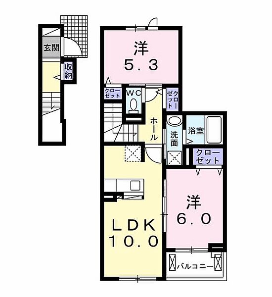 兵庫県姫路市岡田(賃貸アパート2LDK・2階・54.61㎡)の写真 その2