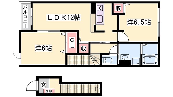 兵庫県西脇市和田町(賃貸アパート2LDK・2階・58.86㎡)の写真 その2