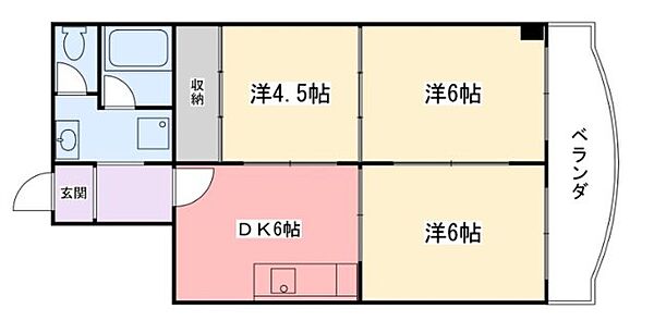 兵庫県姫路市東延末１丁目(賃貸マンション3DK・3階・46.43㎡)の写真 その2