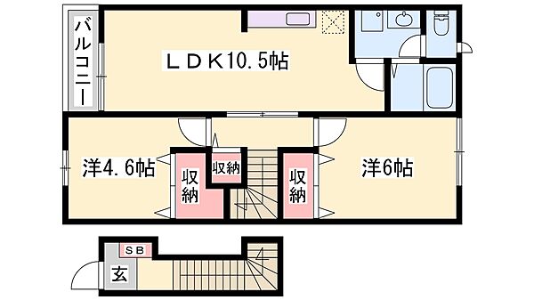 兵庫県加古川市加古川町大野(賃貸アパート2LDK・2階・51.67㎡)の写真 その2
