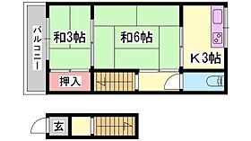 兵庫県姫路市亀山２丁目（賃貸アパート2K・2階・28.00㎡） その2