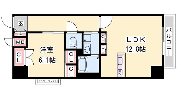 兵庫県姫路市博労町(賃貸マンション1LDK・4階・52.29㎡)の写真 その2